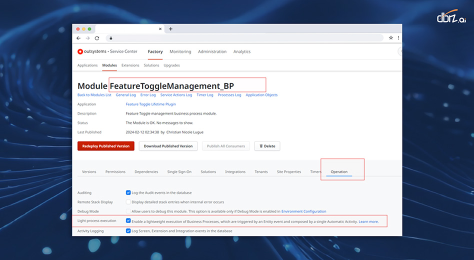 Image Caption: Feature Toggle Management BP Configuration